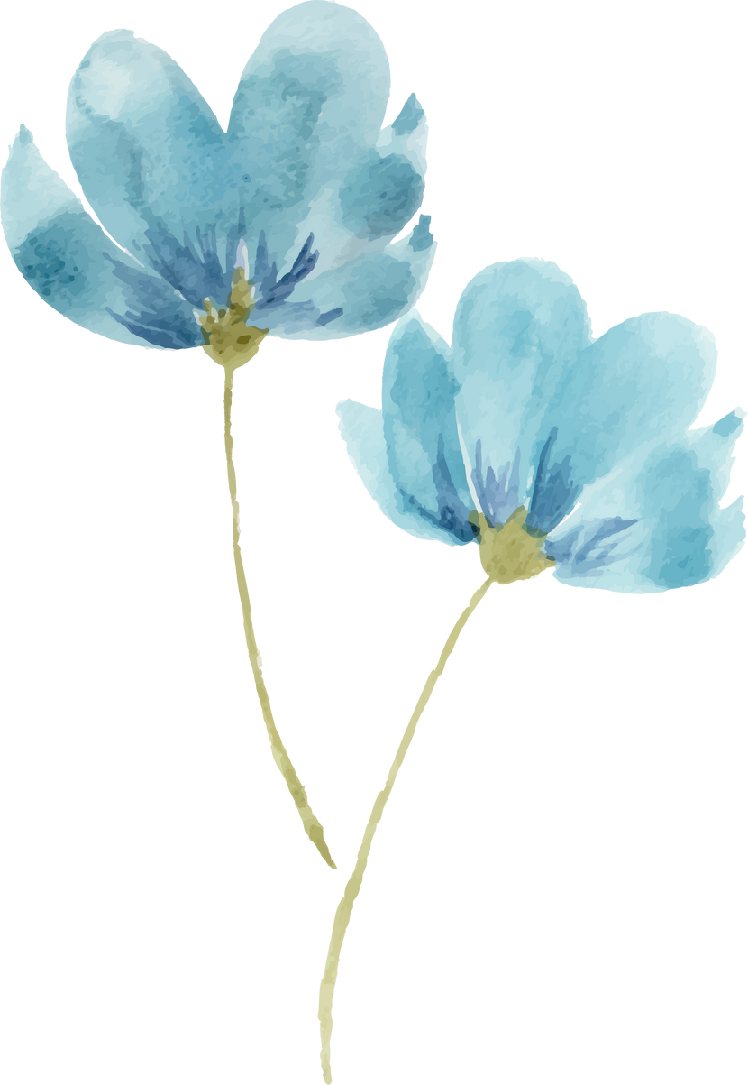 Watercolor blue flower.